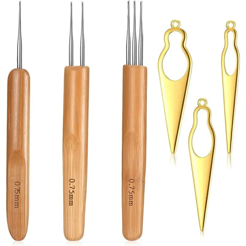 【ORNAMENT】Set di 6 Uncinetti per Dreadlock, 0,75 mm, Strumento per Intrecciare e Raddrizzare i Dreadlock, per Intrecciare e Modellare i Capelli