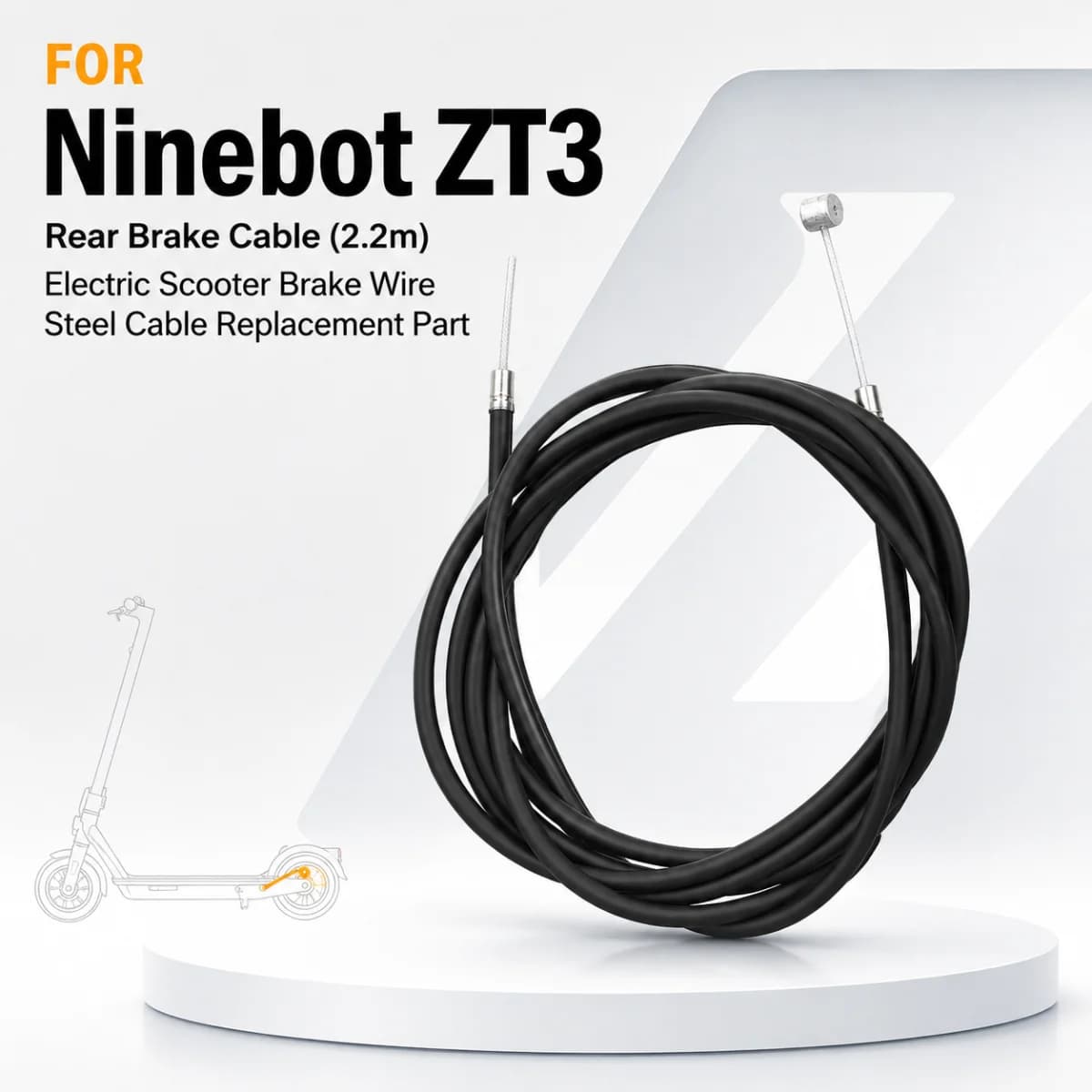 Ninebot ZT3 Rear Brake Cable (2.2m) Electric Scooter Brake Wire Steel Cable Replacement Part