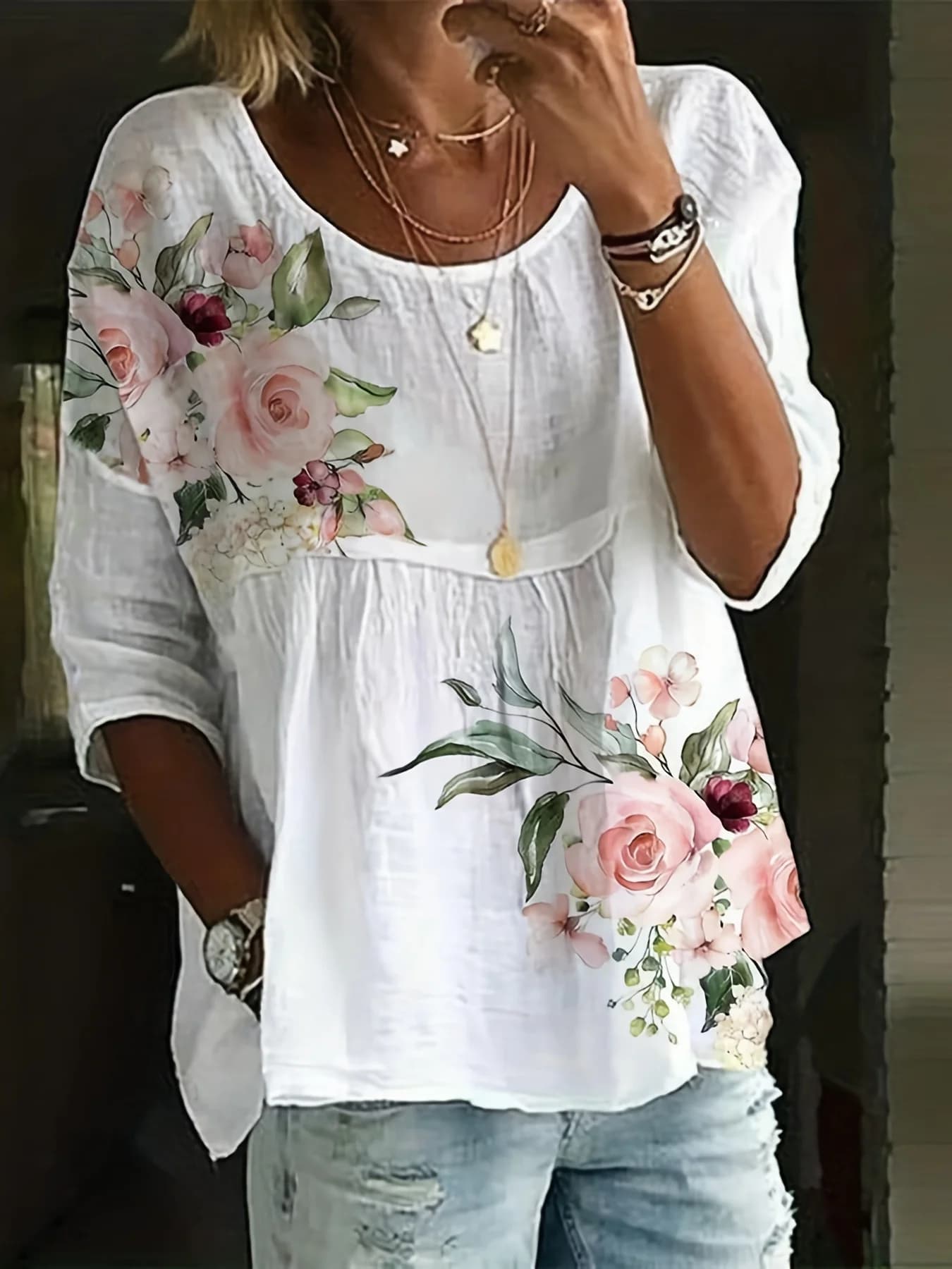Women's Wide Shirt with Tempering Strong Sizes Fashionable Casual Shirt Elegant Long Sleeved Shirt Top for Vacation Weekend