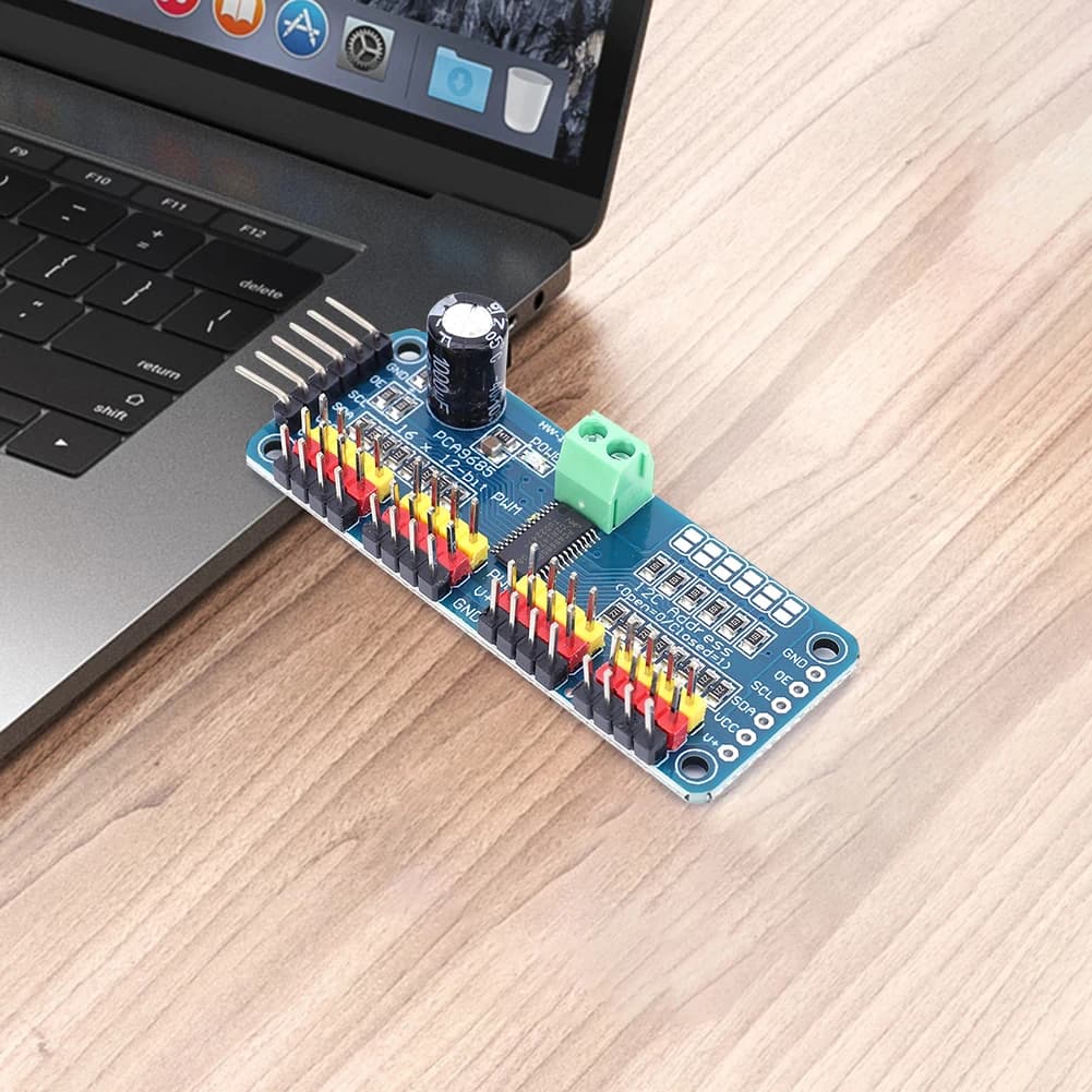 PCA9685 Robot Controller Module with IIC Interface, 16 PWM 12 Bit Channels for Servomotors, Compatible with Arduino and Raspberry Pi