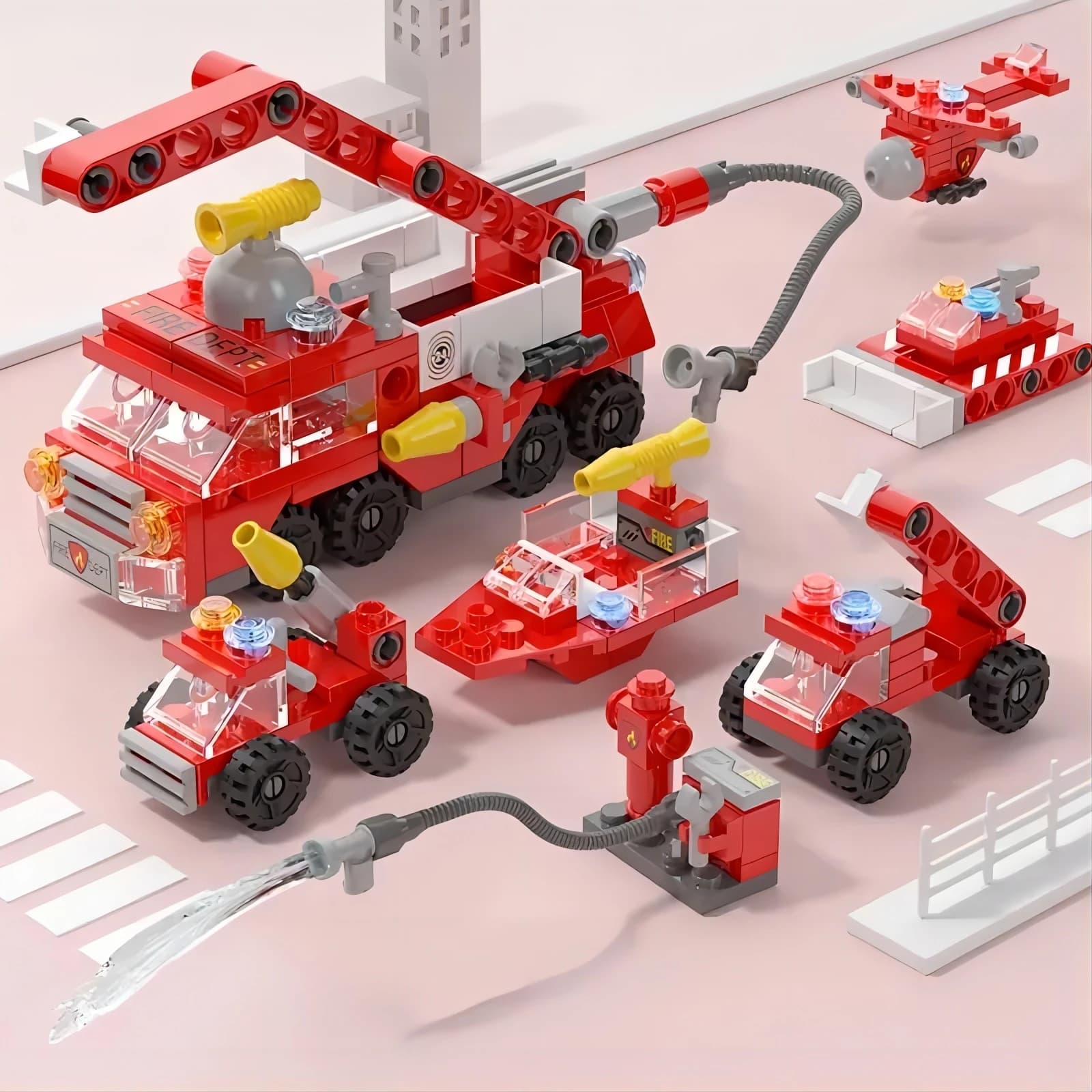 Giocattoli da costruzione, forme deformabili Building Blocks, City Fire Truck Serise, mattoni assemblati a tema vigili del fuoco, giocattoli fai da te