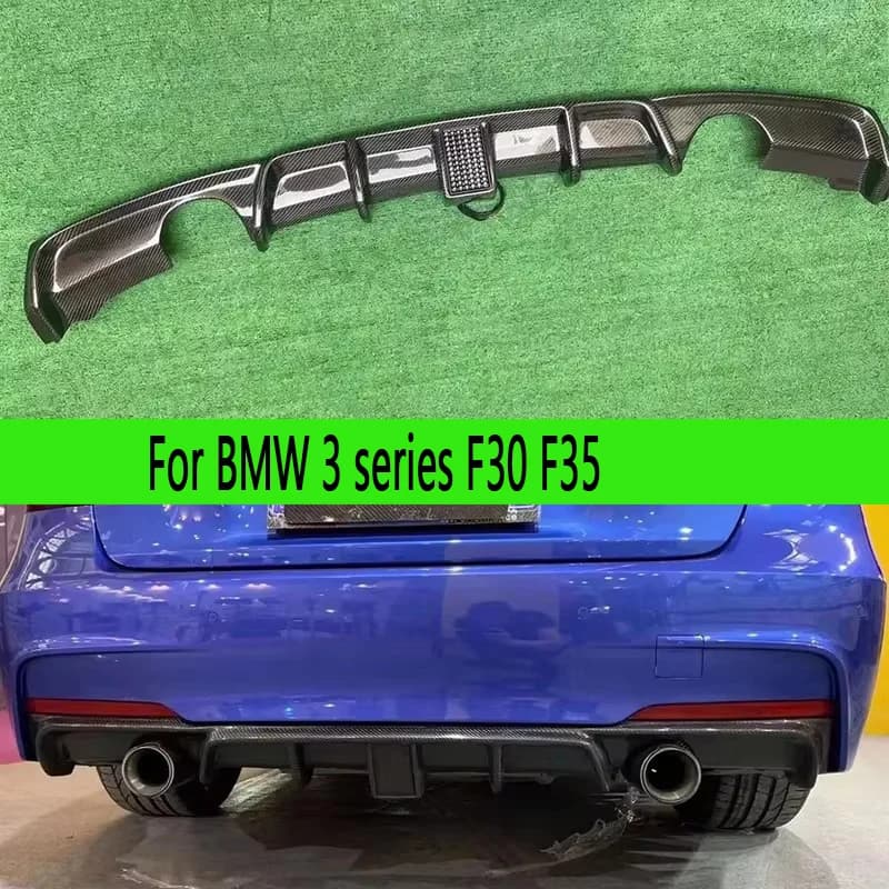 For BMW 3 series F30 F35 Carbon Fiber Car Rear Bumper Diffuser Rear Splitters With lights Spoiler Back lip Auto parts
