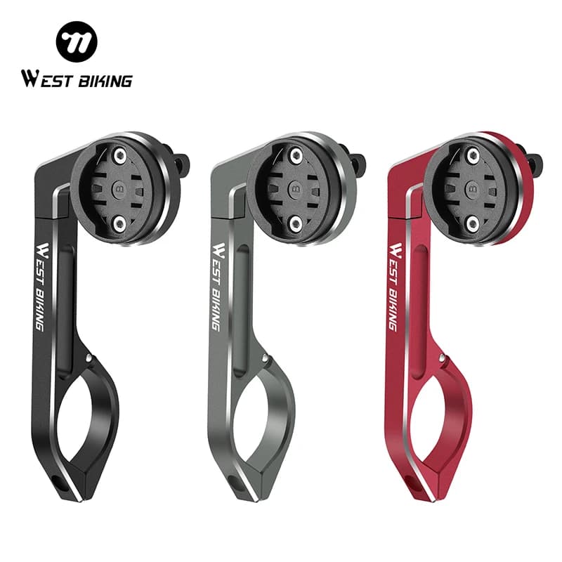 WEST BIKING Luce per computer da bicicletta Doppio attacco Adattatore Garmin XOSS Bryton Gopro Manubrio in lega di alluminio Tachimetro Supporto GPS