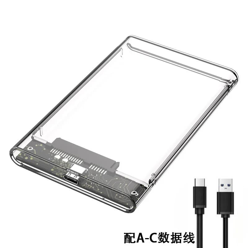 Box esterno trasparente USB 3.0 per HDD/SSD da 2,5 pollici, con cavo Micro USB Tipo C, per computer