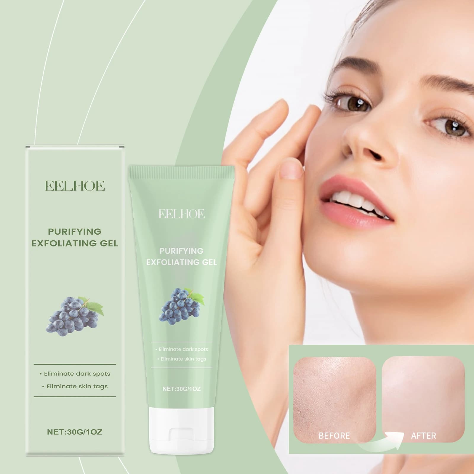 Facial exfoliating gel Hyaluronic acid hydration Deep cleaning Reparation Moisturizing gel for the face Product for skin care Skin care