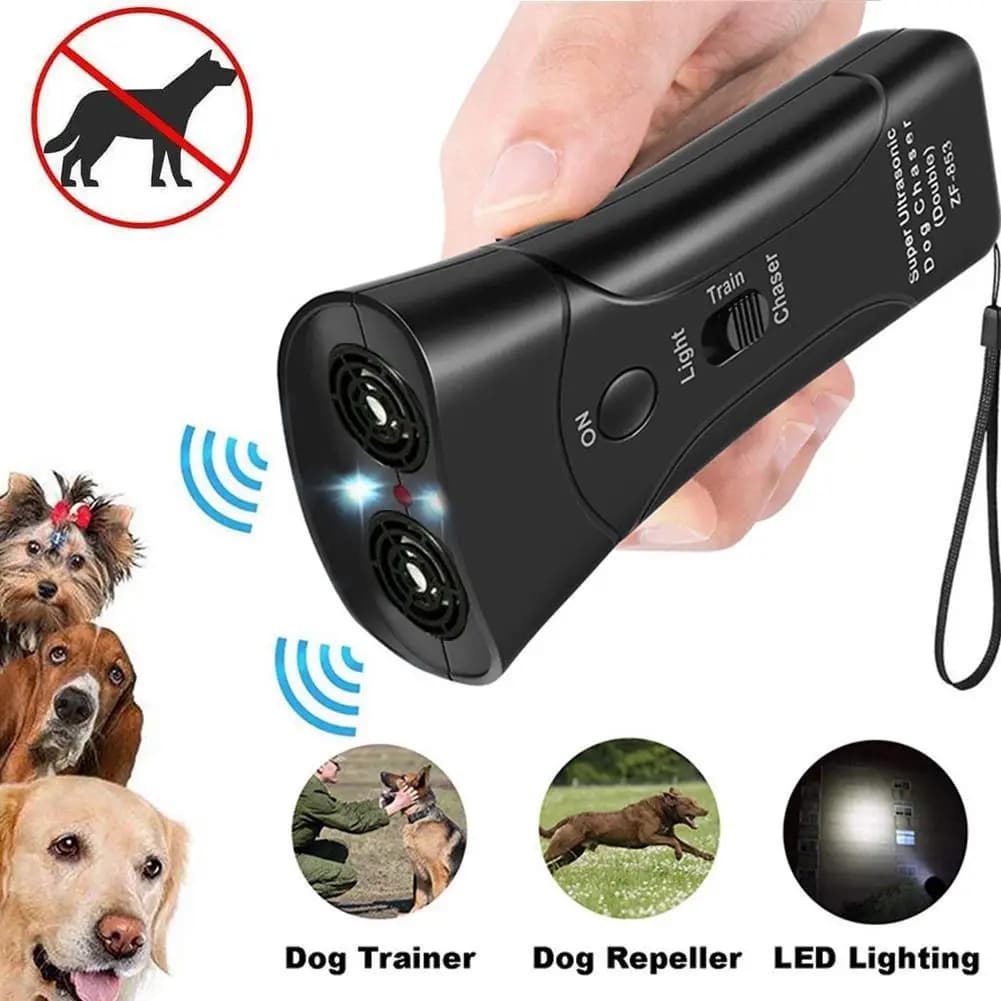 Dispositivo antilaio portatile per addestratore di cani ad ultrasuoni con indicatore LED Dispositivo repellente per addestramento di cani da compagnia con cordino