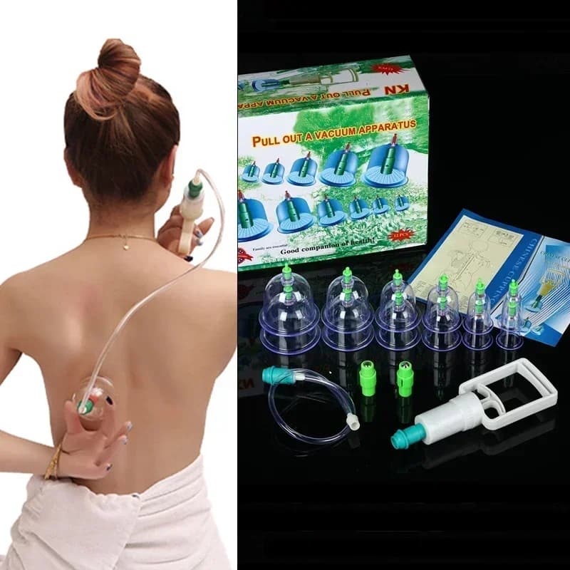 12 pieces Vacuum cup set with pump gun Suction cups Back massage Detox body cups Anti-cellulite therapy jars for healthy care