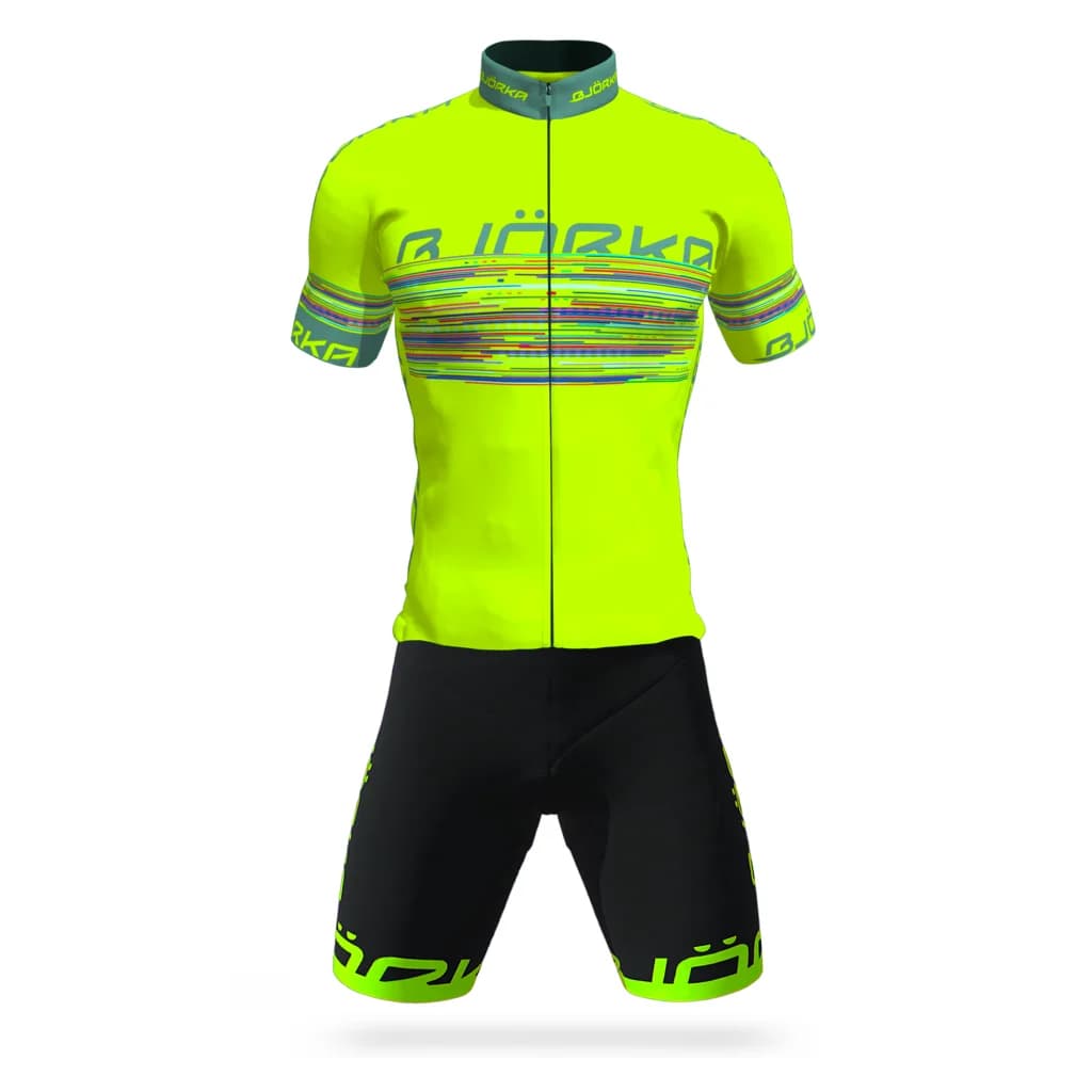 BJORKA men's short sleeve cycling suit in Jersey Maillot Cycling bicycle clothing Tenue cyclime shorts with straps Mtb road bike kit
