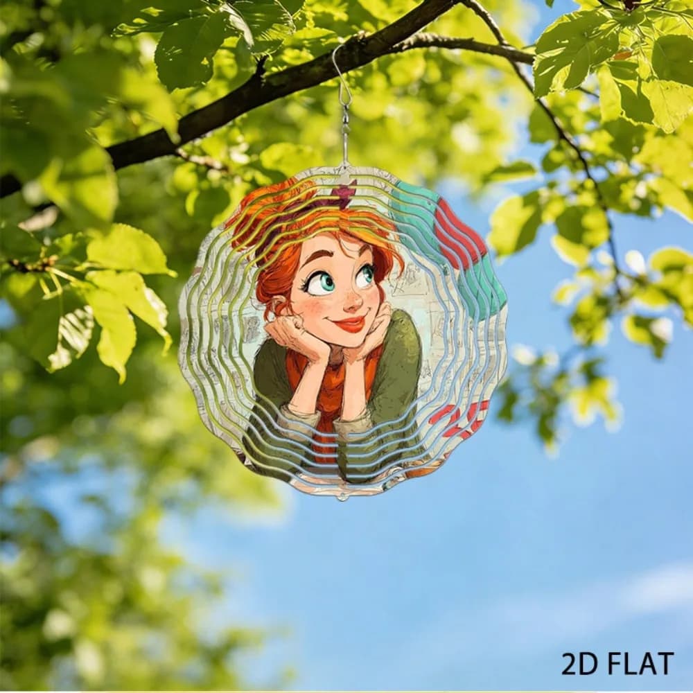 Redhead Girl Outdoor Garden Wind Chime 10 Inch Iron Yard Art Party Decor