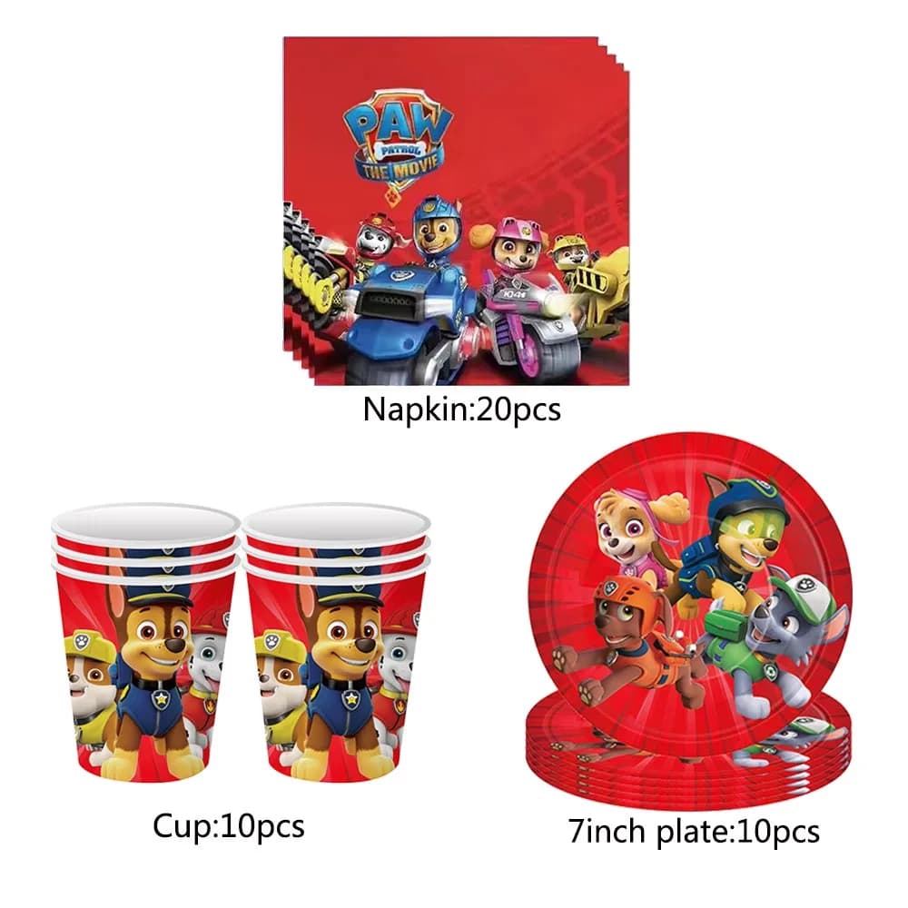 Set di decorazioni per feste di compleanno per cartoni animati Paw Patrol Forniture per feste di compleanno per bambini Palloncini per cani Piatto tazza Tovaglia Giocattoli Baby Shower
