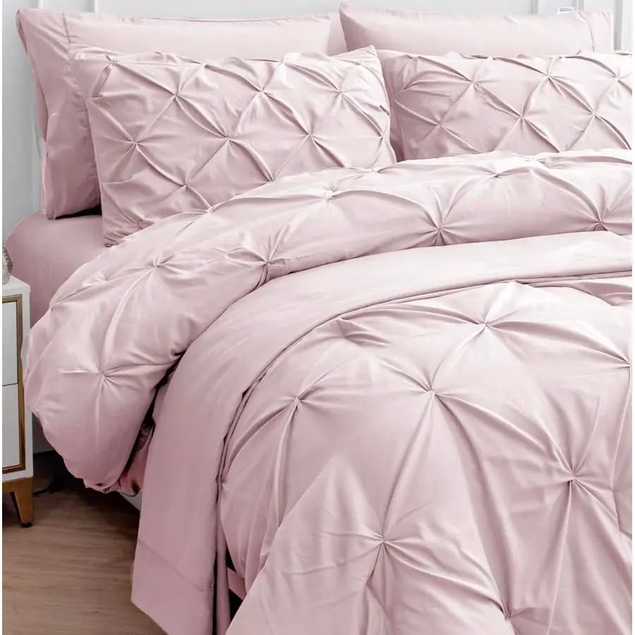 Set Double Cover 5 Pieces in Microfiber Ultra Soft, Complete Set for All Seasons with Down Jacket, Bed Sheets, Faithful and Bearings