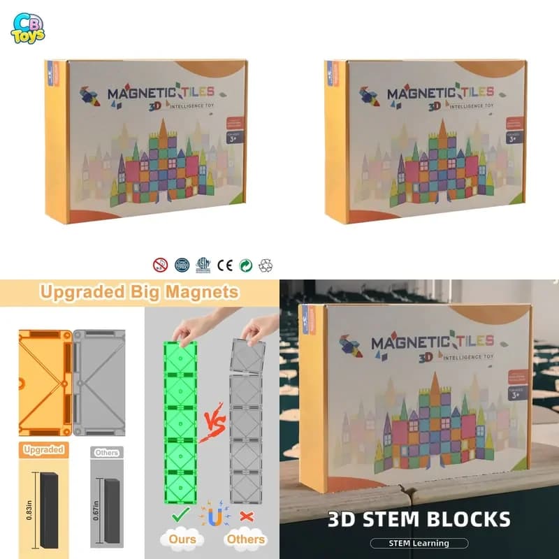 New Arrival 3D Magnetic Building Tiles STEM Educational Plastic Blocks Toys for Kids En71 Certified