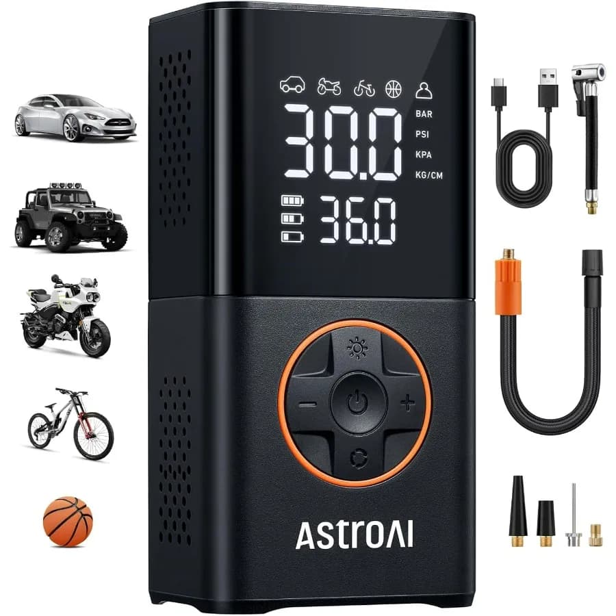 Pompa da bici portatile senza fili da 2 pezzi con display digitale a doppio valore Luci LED da 150 PSI per auto Motociclette Bici