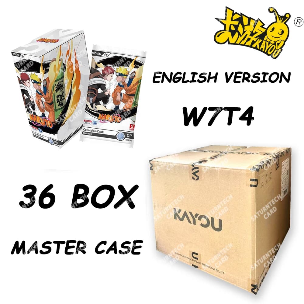 Set di Carte Collezionabili KAYOU Naruto T4W7 Master Case 36 Box in Inglese, Carte da Gioco Anime con Personaggi Jin Chapter e Sasuke, Regalo per Bambini