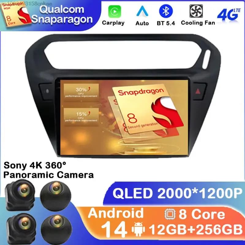 Android 14 Per Peugeot 301 per Citroen C-Elysee CElysee 2012 - 2016 Lettore multimediale per auto Navigazione GPS per auto Touch Screen No DVD