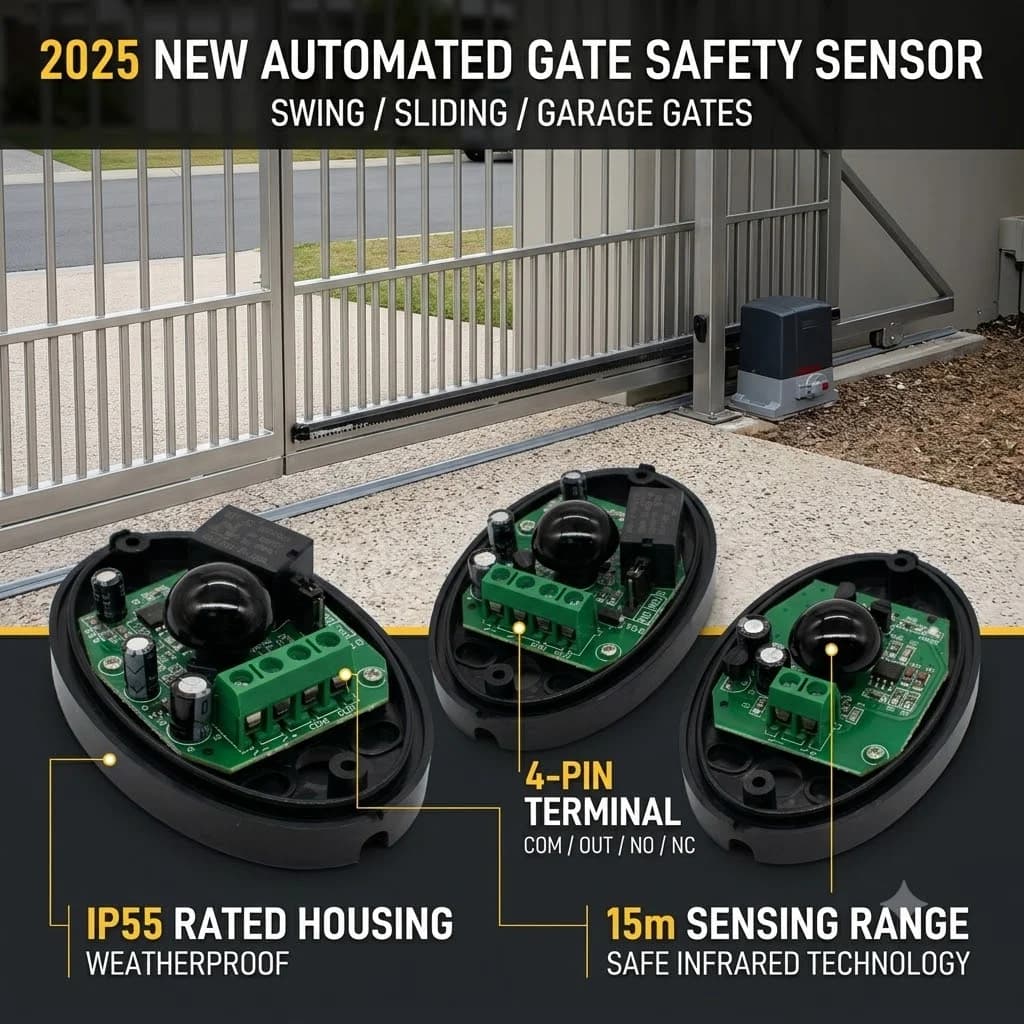 2025 New IP55 Automated Gate Automated Gate 15m Safe Infrared Sensor/ Swing /Sliding/Garage Gate / Door