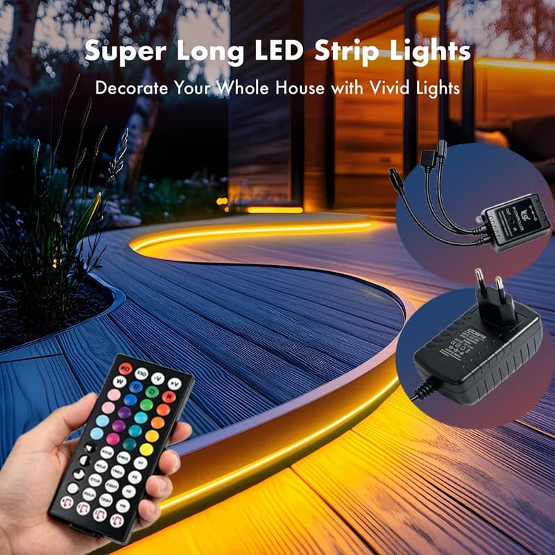 5-20M Dimmable Color Changing Neon LED Rope Light High Voltage, Remote Timer Music Sync for Bedroom Gaming Room Holiday Party