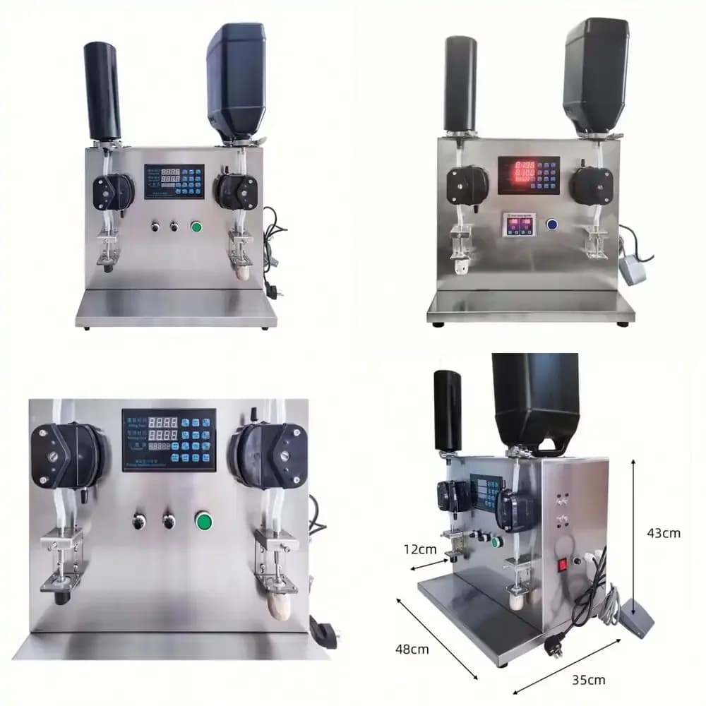 Macchina Riempitrice Liquida Multifunzione a Doppia Testa per Colla UV, Smalto, Mascara, Rossetto, Colla per Filo, Pasta Sigillante LRDB-2A