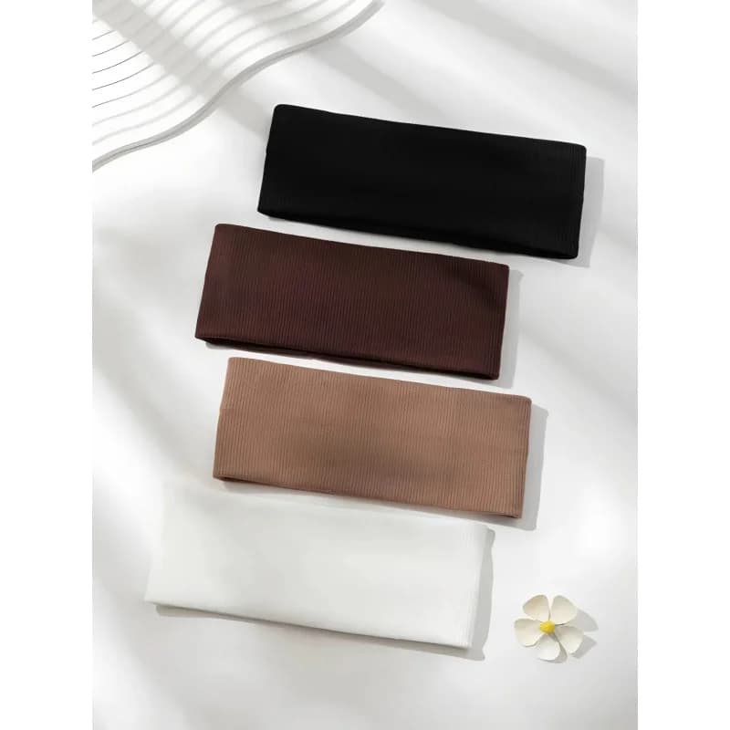 4 pieces simple women fashion elastic bands for hair dyed solid cute washing face makeup band for hair sport vintage racing bands for yoga