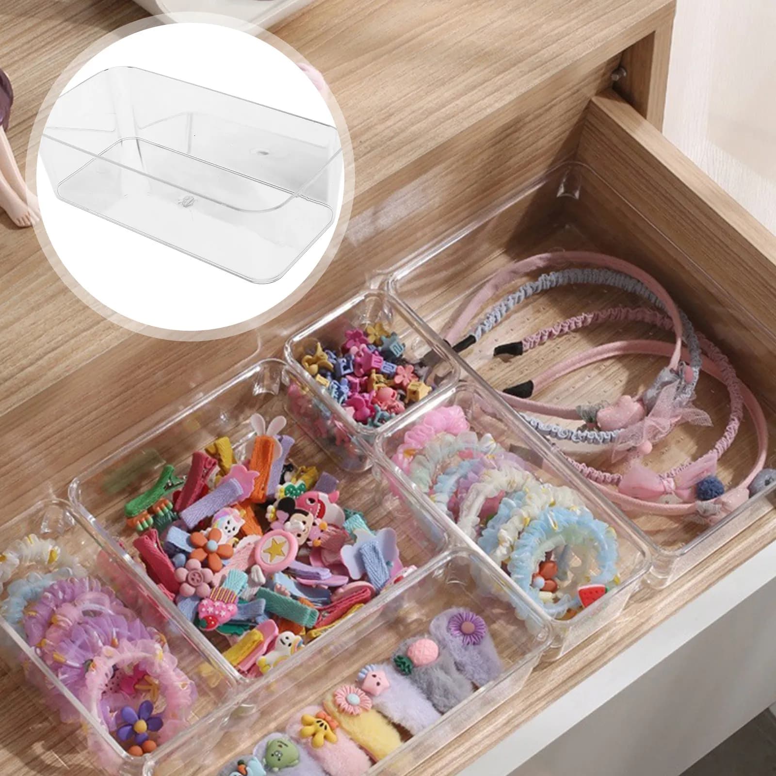 Set di 3 Organizzatori per Cassetti in Acrilico Trasparente, Contenitori per Cassetti da Scrivania per Trucchi, Bagno, Cucina, Ufficio, Cancelleria