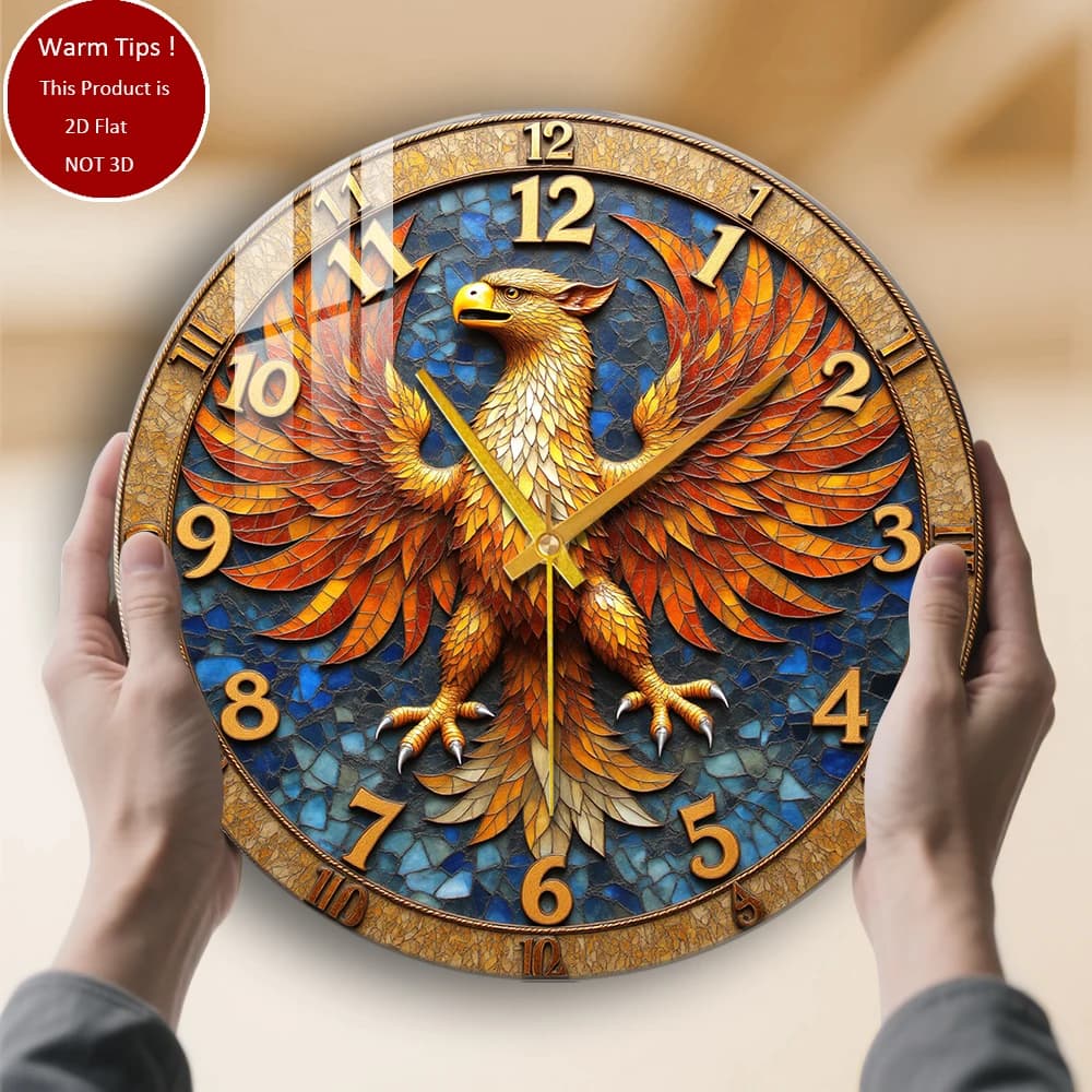 Golden Eagle Tempered Glass Wall Clock Design Suitable for Wall Decorations or Table Display everywhere