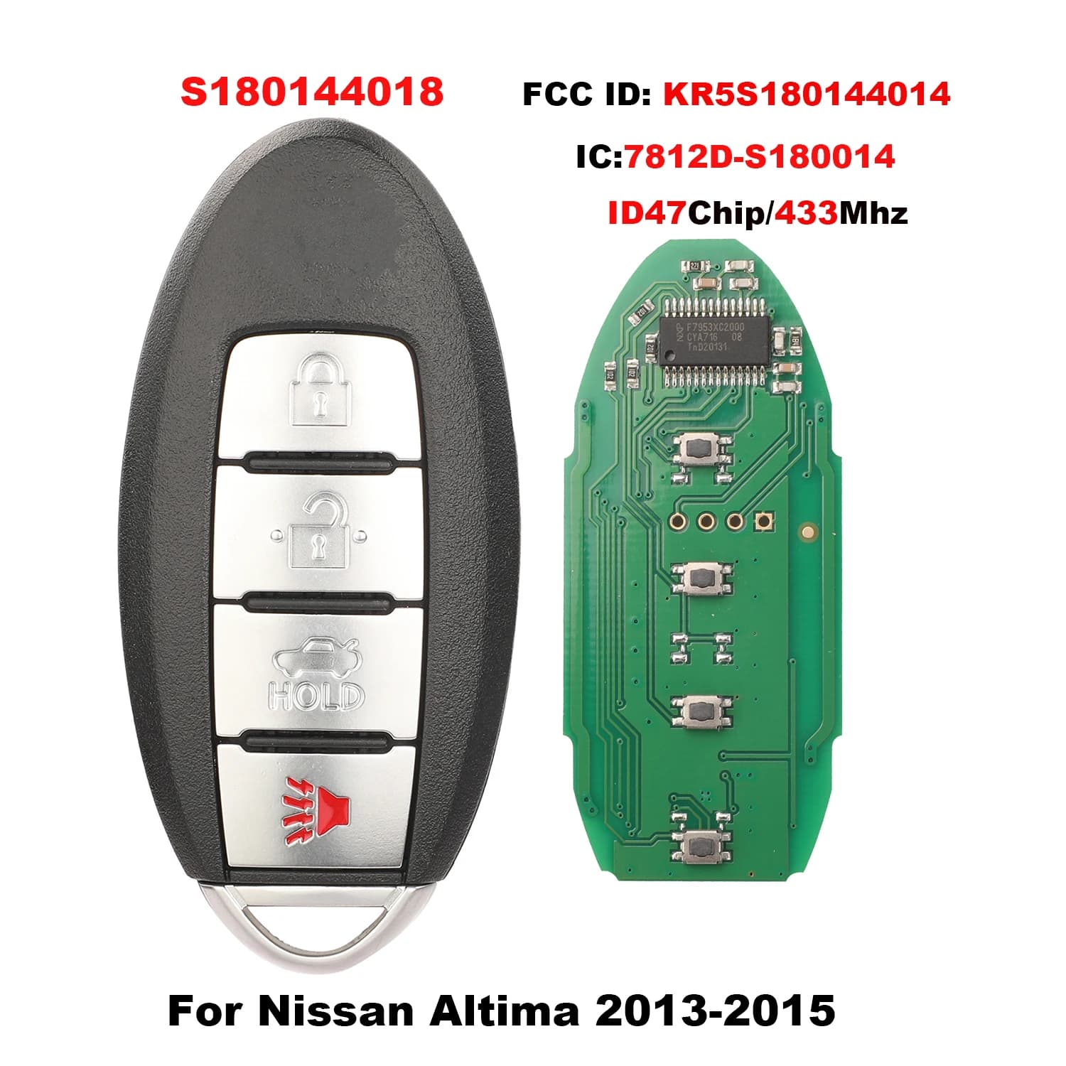jingyuqin KR5S 180144014 S 180144018 For Nissan Altima 2013 2014 2015 Car Keyless Go Smart ID47/433 Mhz 7812D-S 180014