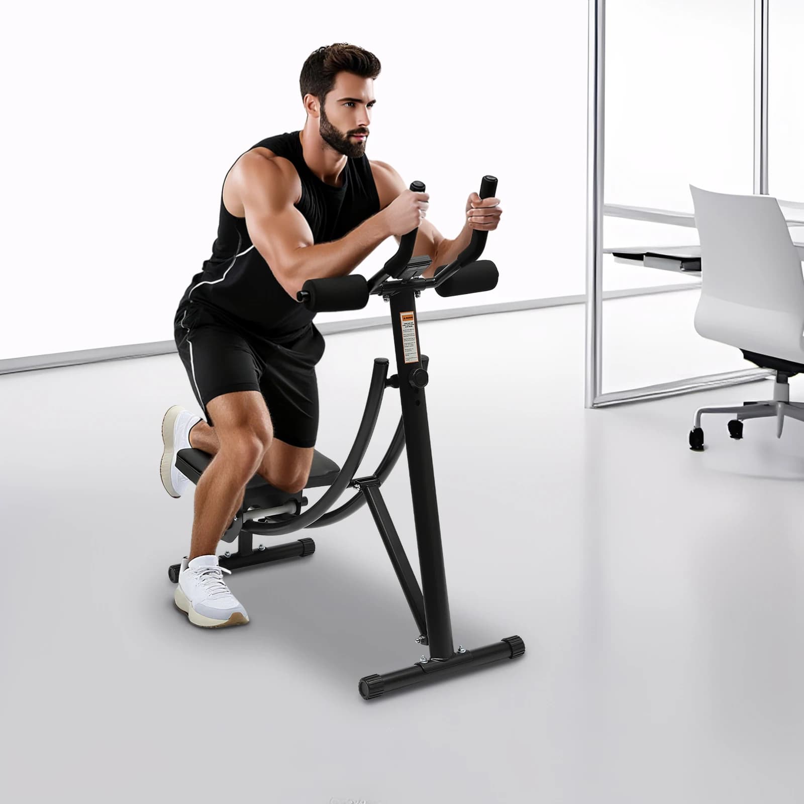 Multifunctional abdominal trainer for home gym silent smooth rollers 13,38 * 11,81 inch Memory foam pillow Non-slip sleeves for feet