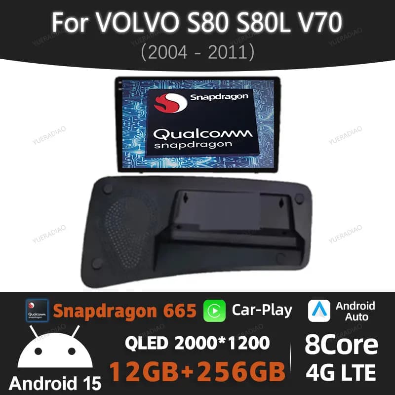 Android 15 Autoradio Per VOLVO S80 S80L V70 2004 2005 2006 2007 2008 2009 2010 2011 Multimediale Stereo Qualcomm 5G WIFI 4G LTE BT