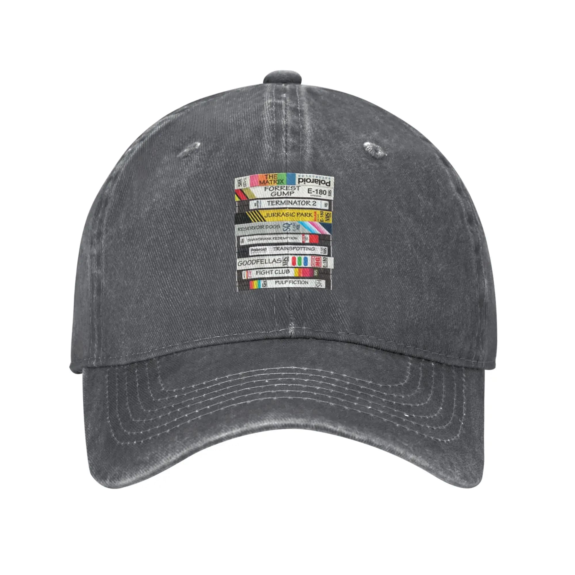 Fashion Vintage Movie VHS Tape Stack Retro 90s Cinema Sticker baseball cap Shapes The Face Luxury Woman Hat
