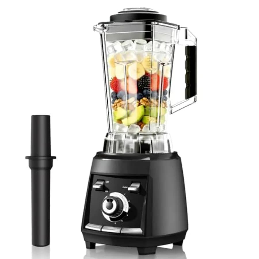 1800W kitchen blender with stainless steel blades, 68 oz carafe, Tritaghiaccio, for Frozen fruit, Without BPA, Black