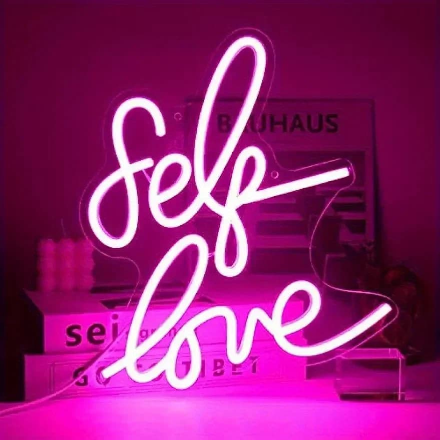 Insegna al neon Self Love Insegna al neon a LED rosa per decorazione da parete Alimentata tramite USB per camera da letto Scuola Bar Negozio Decor Regalo di compleanno