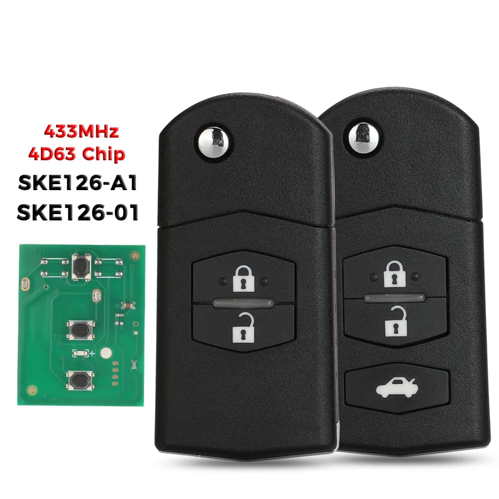 Jingyuqin 433 MHz Chiave A Distanza Pieghevole Auto Avviamento ID63-80bit Per Mazda 2 3 5 6 Mitsubishi sistema SKE126-01 SKE126-A1 3/2 Pulsanti