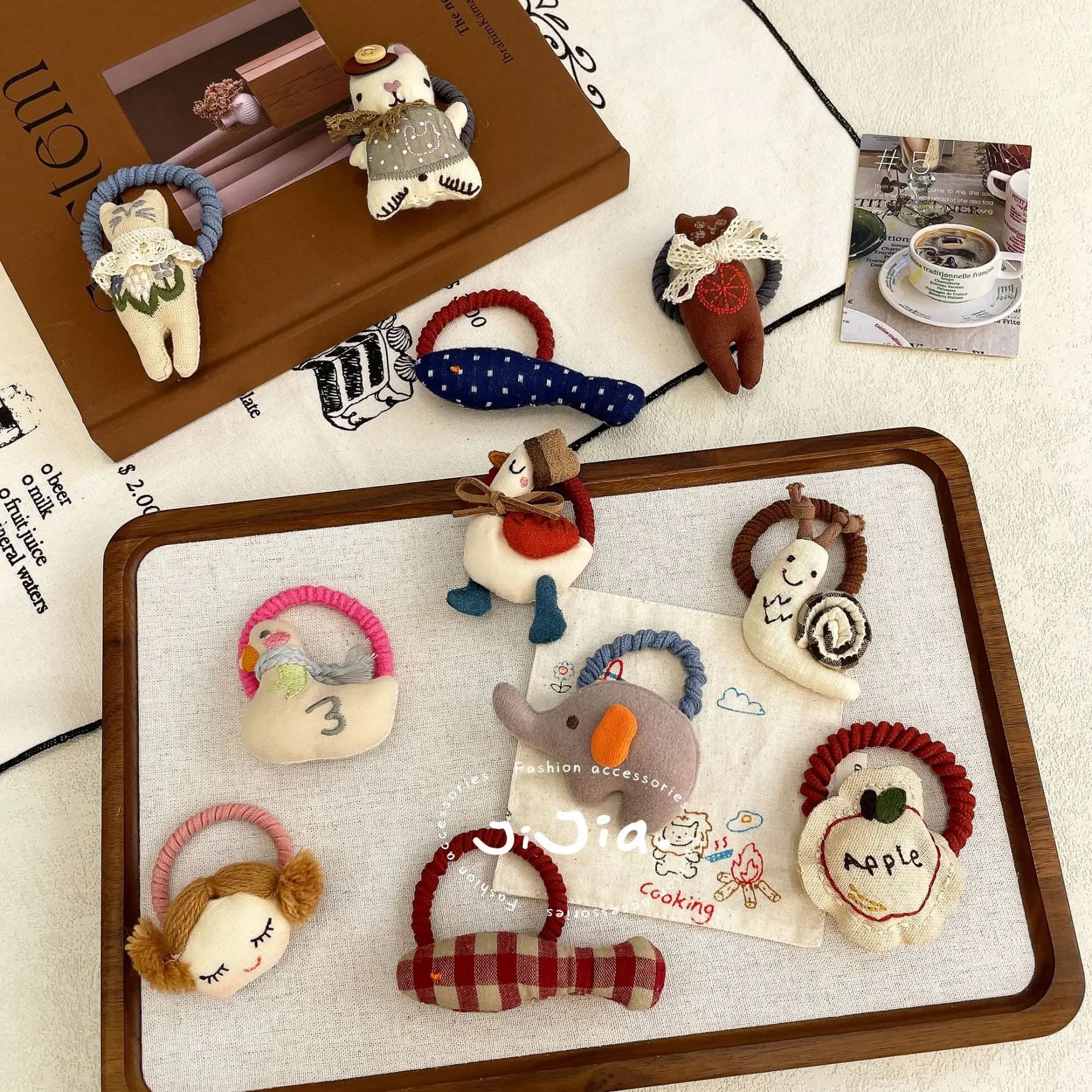 Elastici per capelli per bambini Simpatico animale 1 pezzo Scrunchies in tessuto ripiene morbido per ragazze antiscivolo delicato