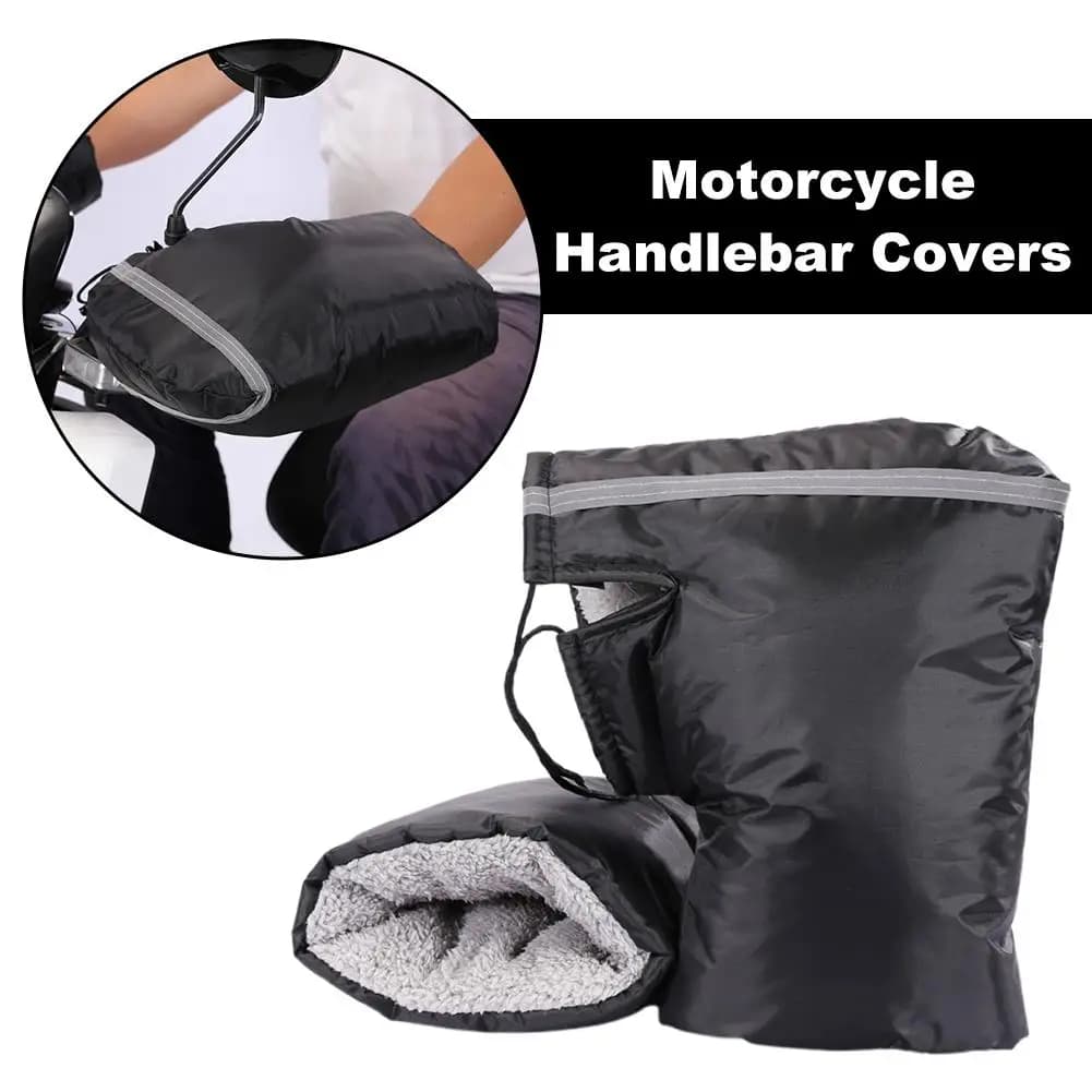 Waterproof Motorcycle Handlebar Gloves With Reflective Strip Windproof Thermal Handle Bar Cover For ATV/Snowmobile/Scooter U4B5
