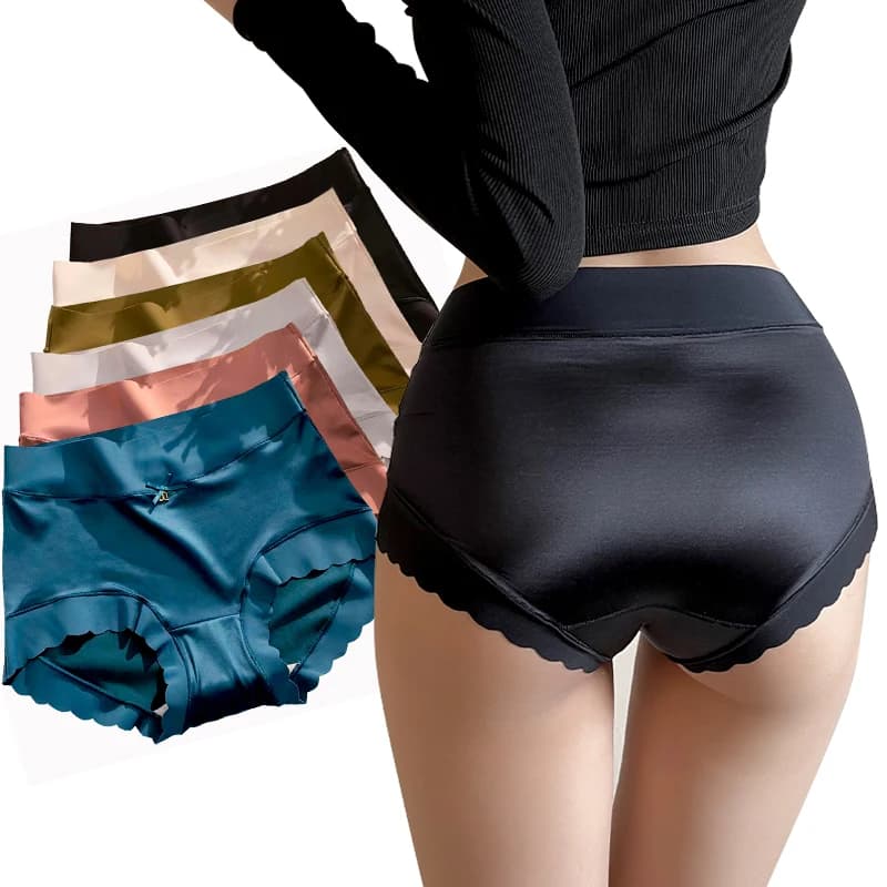 Mutandine di seta Slip carini Intimo morbido Lingerie sexy per ragazze a vita media da donna