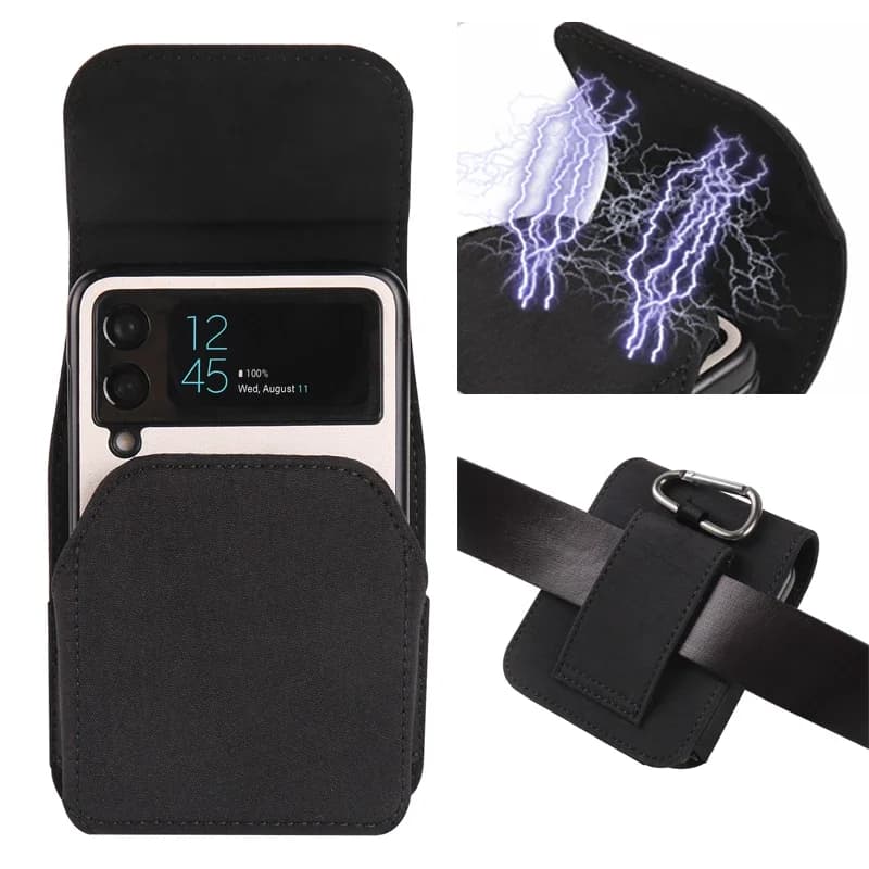 Custodia per telefono per Samsung Z Flip 7 Moto Razr 60 Ultra Nylon Fondina in tessuto Clip da cintura Fondina Marsupio Cover per Huawei P50Pocket