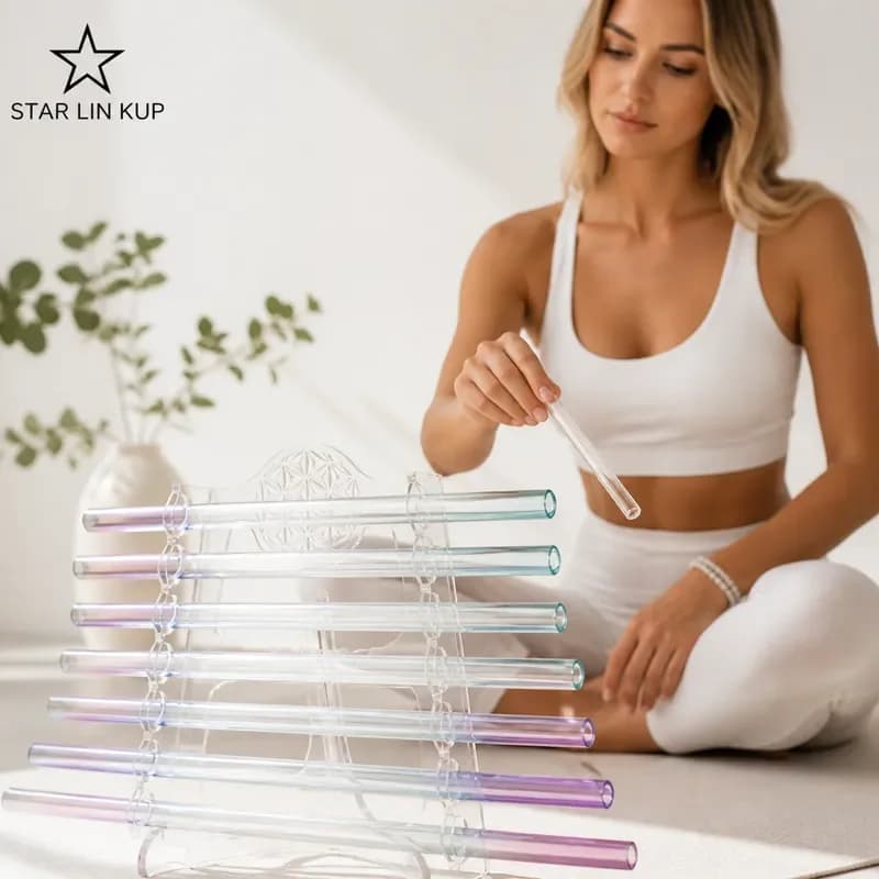 STAR LIN KUP 432Hz Quartz Crystal Harp 8 Pipes Professional Sound Healing Instrument with Free Accessories for Meditation