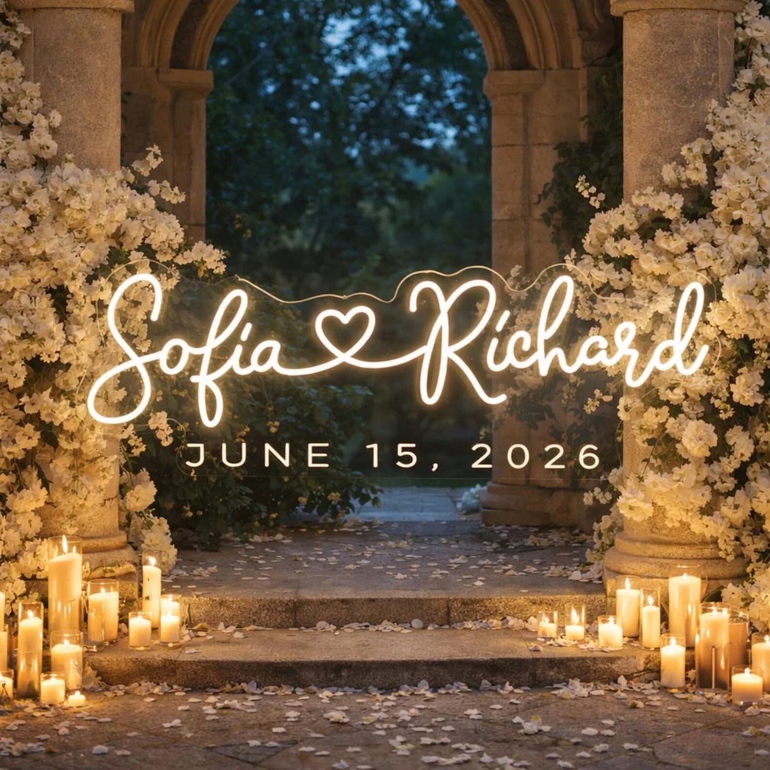 Insegna al Neon Personalizzata con Nomi di Coppia e Cuore, LED Neon per Matrimonio, Decorazione Murale per Sfondo Nuziale, Decorazione per Fidanzamento, Regalo per Coppie