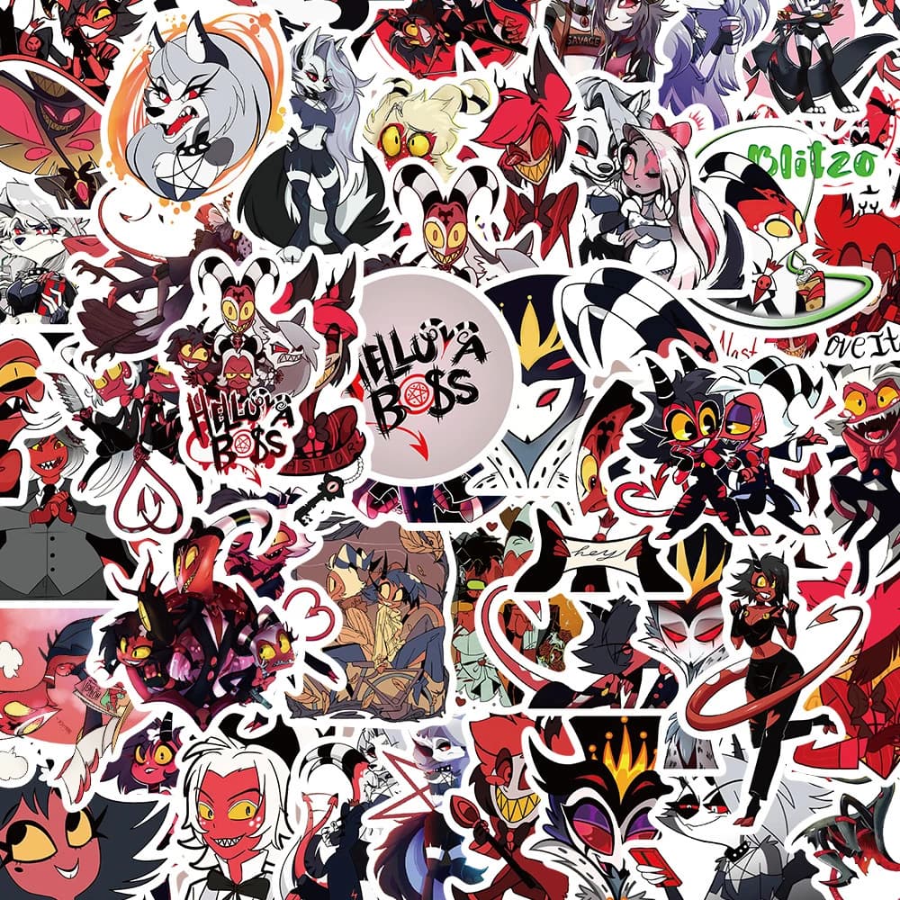 10/30/50/100pcs Helluva Boss Anime Adesivi Fresco Del Fumetto Decalcomanie Giocattolo FAI DA TE Notebook Bagagli Telefono Bici Graffiti adesivo decorazione