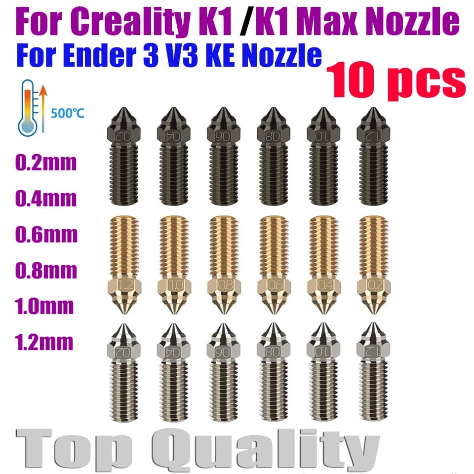 Per Creality K1/k1 Max ugello Ender 3 V3 KE ugelli 0.4 0.6mm ottone rame placcato acciaio duro Genius Pro Vyper K1 Pro Hotend