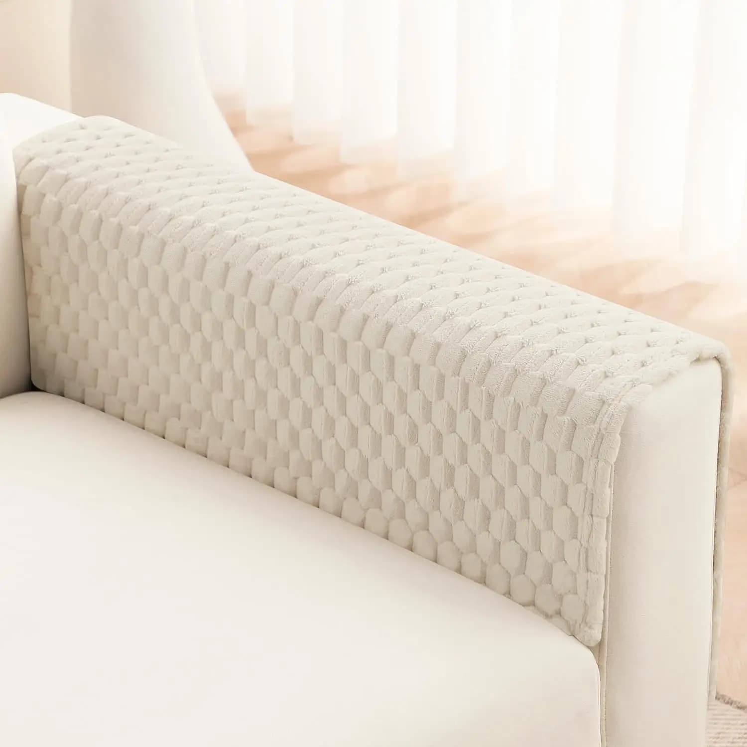 Copri braccioli antiscivolo per divano, set da 2 in bianco (18"x24"), protezione per mobili