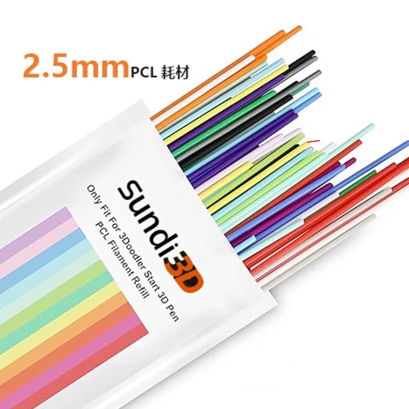 DIY-to-teMate Material 3D Printing Pen Drawstring with PCL Colorful Filament at Low Temperature Diameter 2.5 mm L15 cm for 3D Printing Pens for Kids