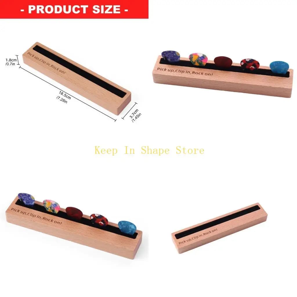U1JC Clip porta plettro per chitarra in legno con base antiscivolo per plettro antiscivolo