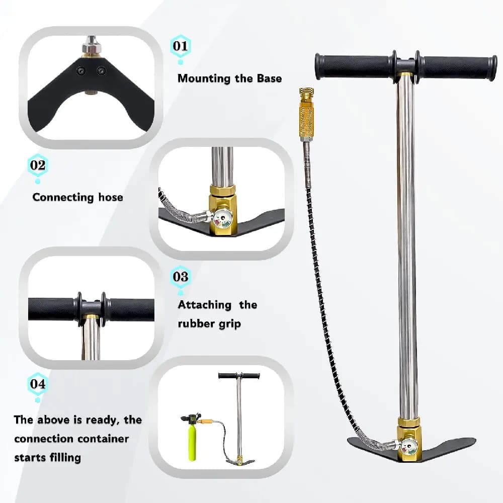 NUOGE 3-Stage 30mpa 4500Psi PCP Hand Pump High Pressure Operated HPA Tank Hunting Car Bicycle