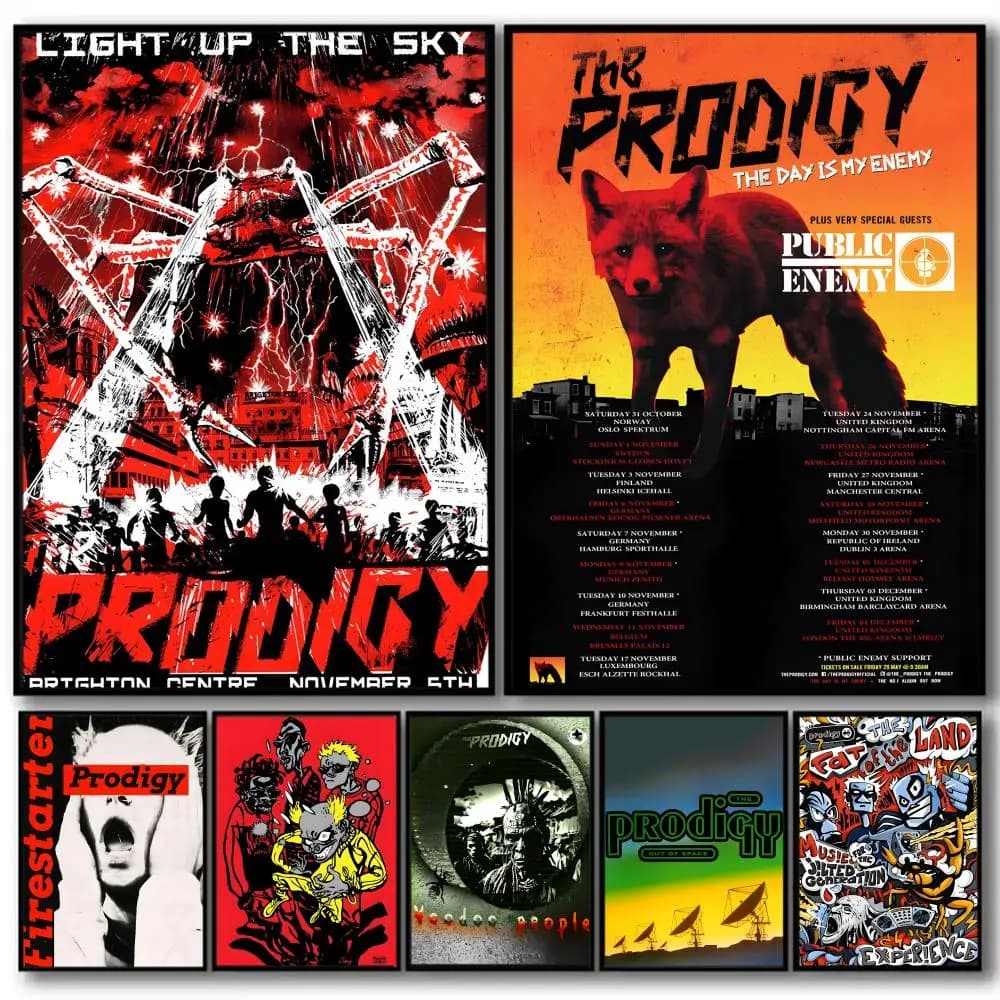 Pop Rock The P_Prodigy Band Album HD Lino Tela Poster Stampe d'arte da parete per soggiorno Camera da letto Ufficio Decorazione della casa Regalo