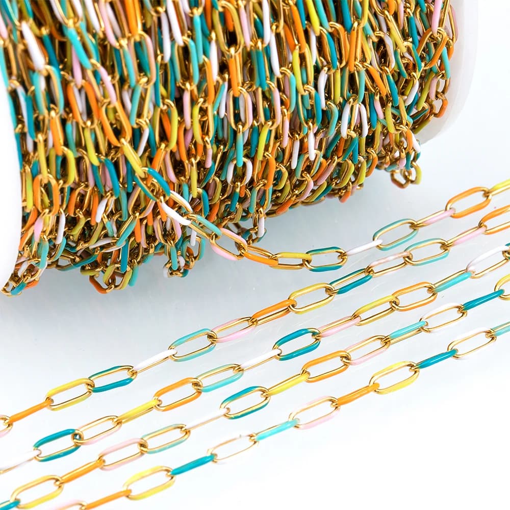 Catene smaltate in acciaio inossidabile da 1 metro per la creazione di gioielli accessori per bracciali con collana fai da te