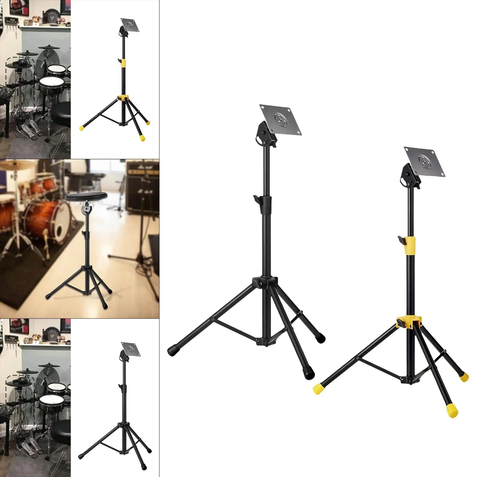 Supporto Elettronico con Piastra per Modulo Batteria Elettronica Silenziosa, Leggero, Portatile, Regolabile, Supporto per Drum Pad