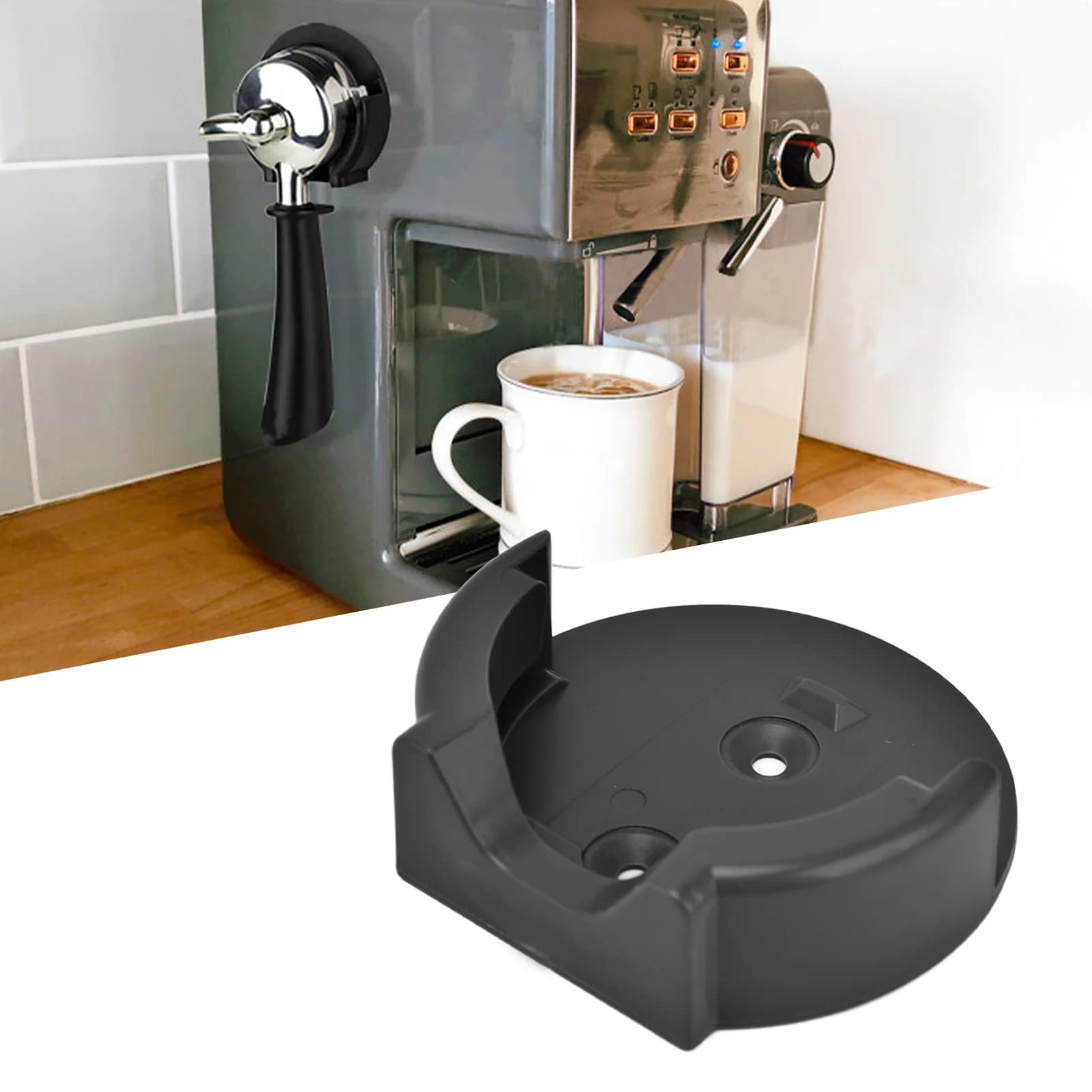 Coffee Tamper Wall Mounted Rack ABS Solid Durable Universal Storage Holder for Coffees MachineBlack 58mm/2.28in