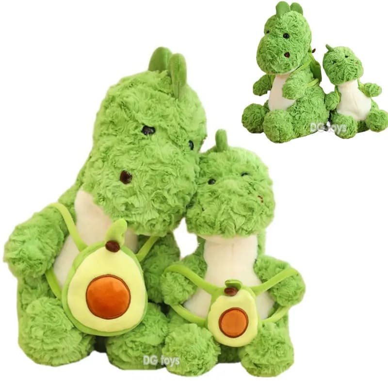 Simpatico dinosauro verde peluche con borsa zaino Avocado peluche animali selvatici peluche bambola regalo per il compleanno del ragazzo