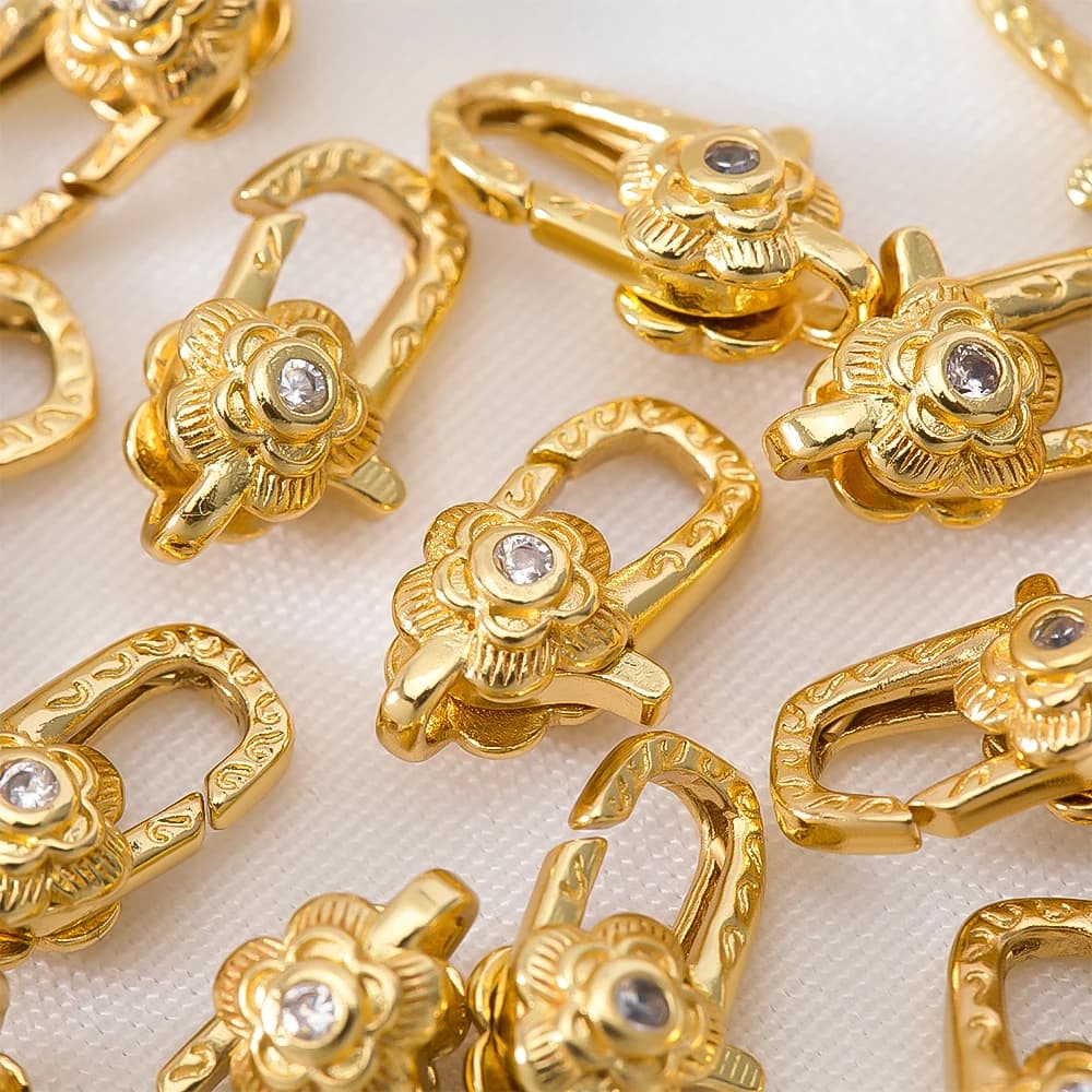 2pcs Camellia-Shaped Spring Clasps Lobster Clasps for Necklace Bracelet KeyChain Pendant Jewelry Making DIY Connectors